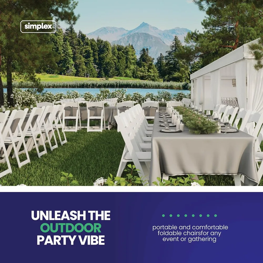 4 كراسي بيضاء قابلة للطي - كراسي قابلة للطي من الراتنج قابلة للتكديس مع وسائد سميكة - كراسي بيضاء مريحة قابلة للطي في الأماكن المغلقة.