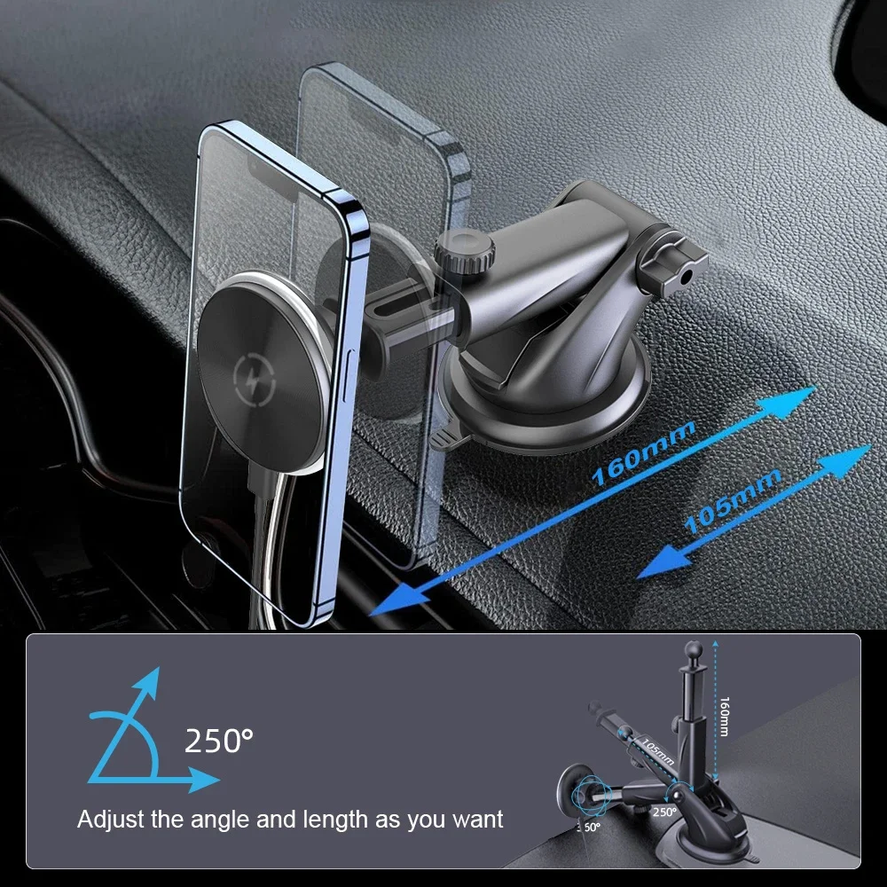 Wireless Charger  Phone Holder Compatible for MagSafe 15W Car Mount Stable Metal Hook Clip Fit for iPhone Car Charger