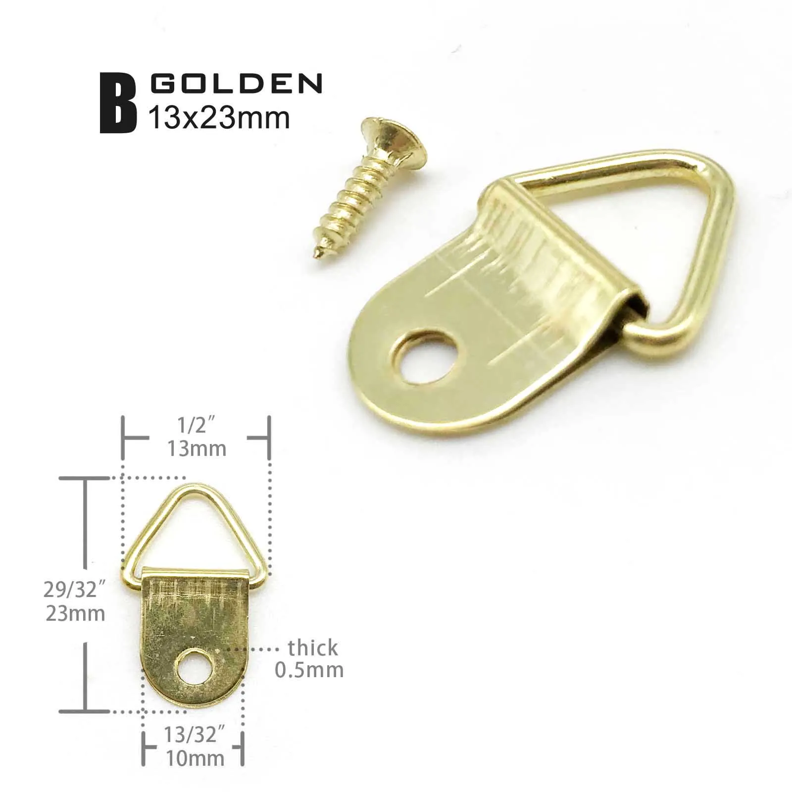 HZYUEGOU 25 Stück Goldene, Silberne und Schwarze Dreieckige D-Ringe zum Aufhängen von Ölgemälden, Spiegeln, Bilderrahmen, Kunstwerken und Fotowänden – Detail 2