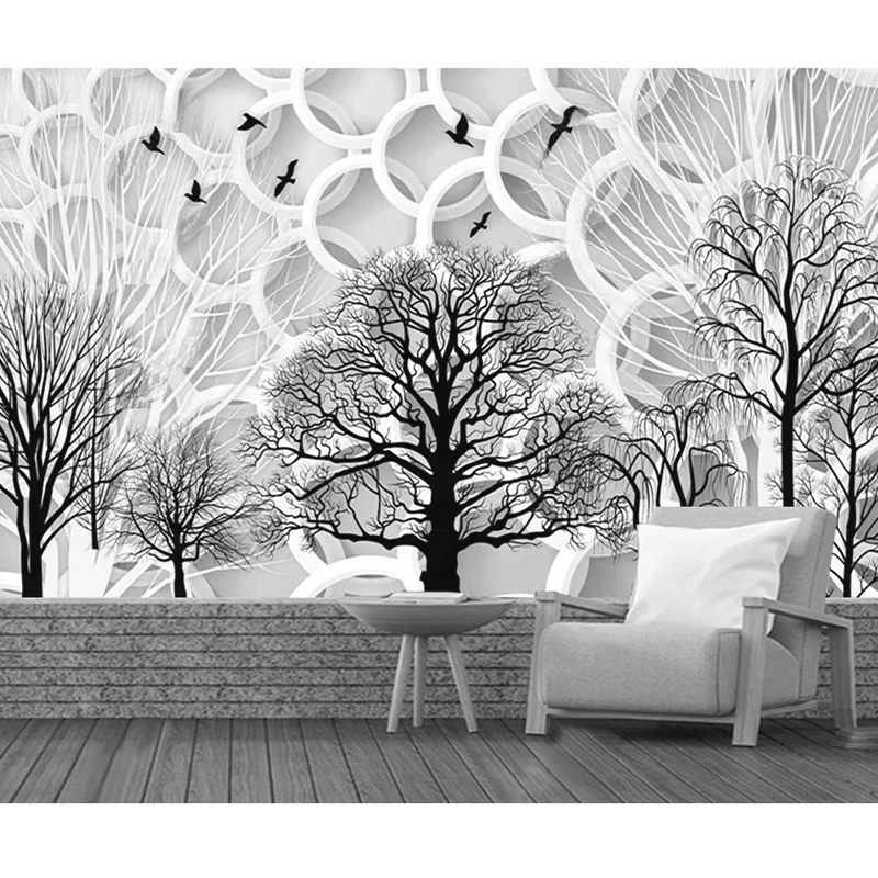 Custom Wall Mural Wallpaper Modern 3D Abstract Tree Pattern Geometric Circle Design For TV Sofa Living Room Decor Background