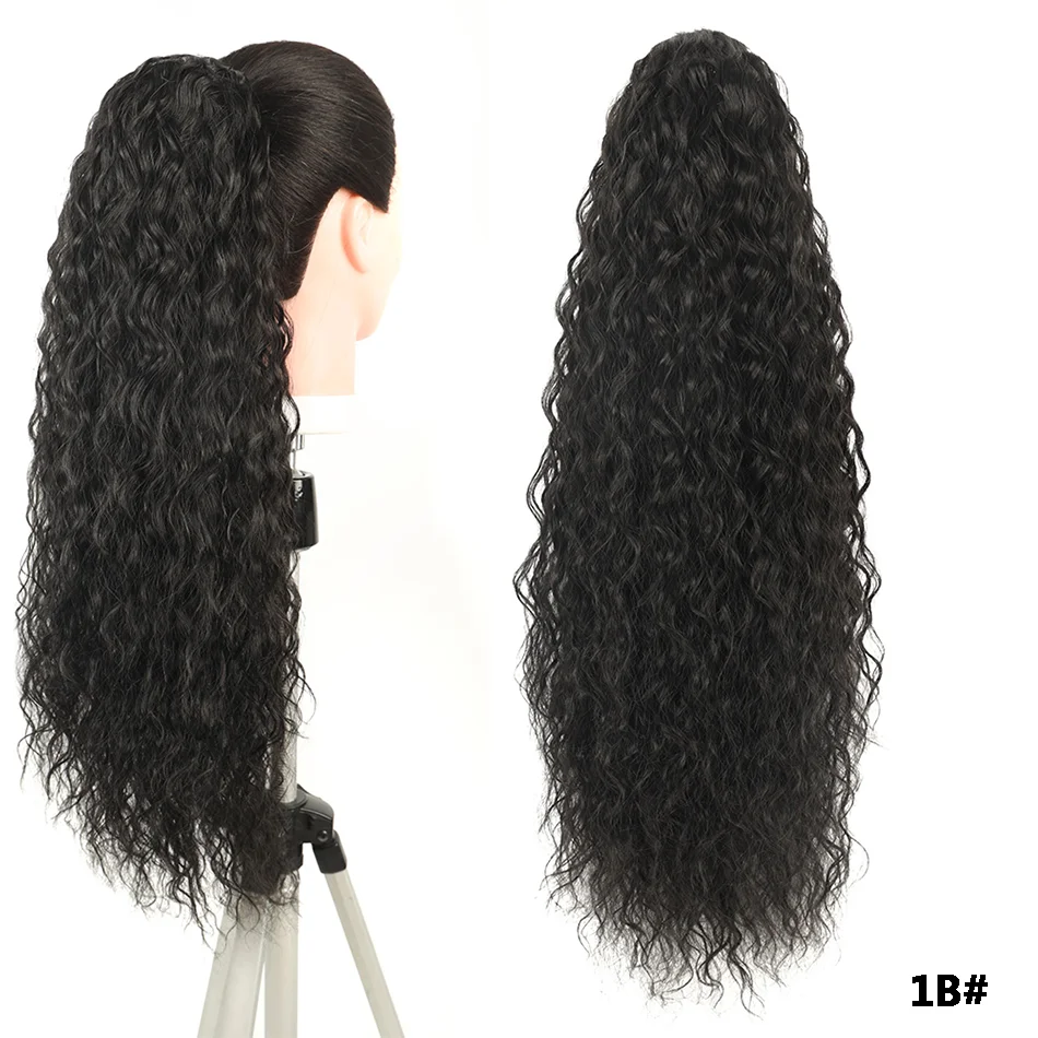 Meepo Synthetic Ponytail Extensions 24inch Natural Wave Drawstring Ponytail Clip in Hair Extensions Brown Fake Hair for Women image 5