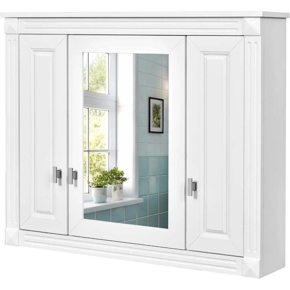 

Wall Mounted Bathroom Medicine Cabinet with Mirror, Bathroom Wall Cabinet with Doors and Shelves
