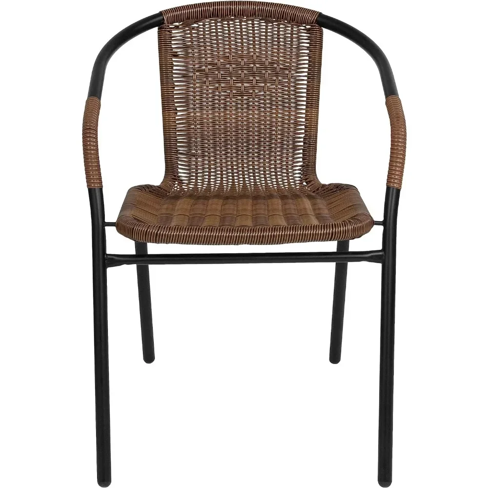 

#For 2 Pack Medium Brown Rattan Indoor-Outdoor Restaurant Stack Chair&