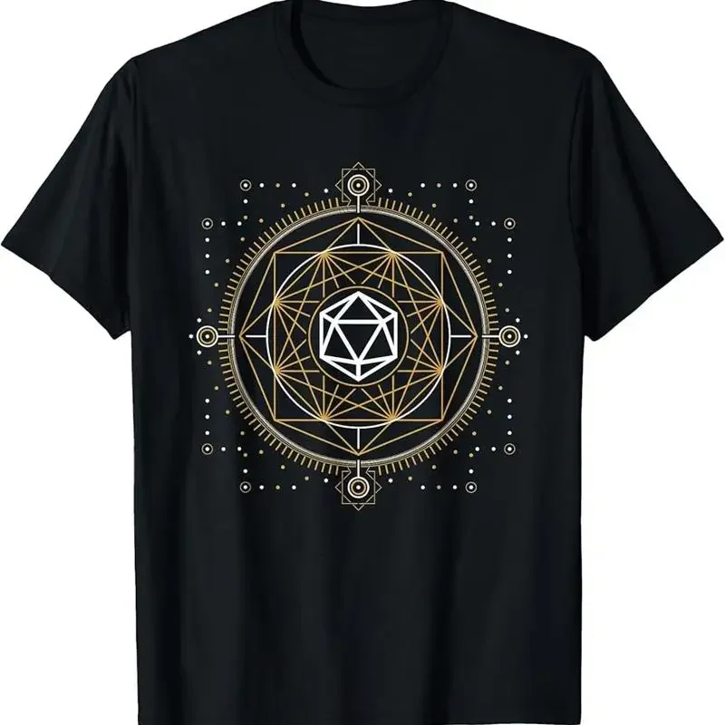 Geometric Minimalist Polyhedral D20 Dice Set Geeky T Shirt