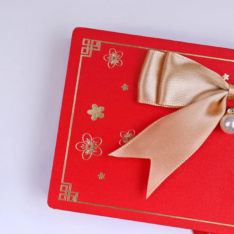 جديد 6/10 فتحات Bowknot حزم حمراء قابلة للطي 2025 CNY حقيبة هدايا نقدية عيد الحب عيد ميلاد الزفاف مهرجان الربيع المغلف الأحمر
