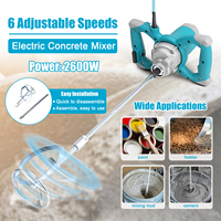 New 2600W Electric Concrete Cement Mixer Handheld 6 Speeds Adjustable Thinset Mortar Grout Plaster Paint Stirring Tool