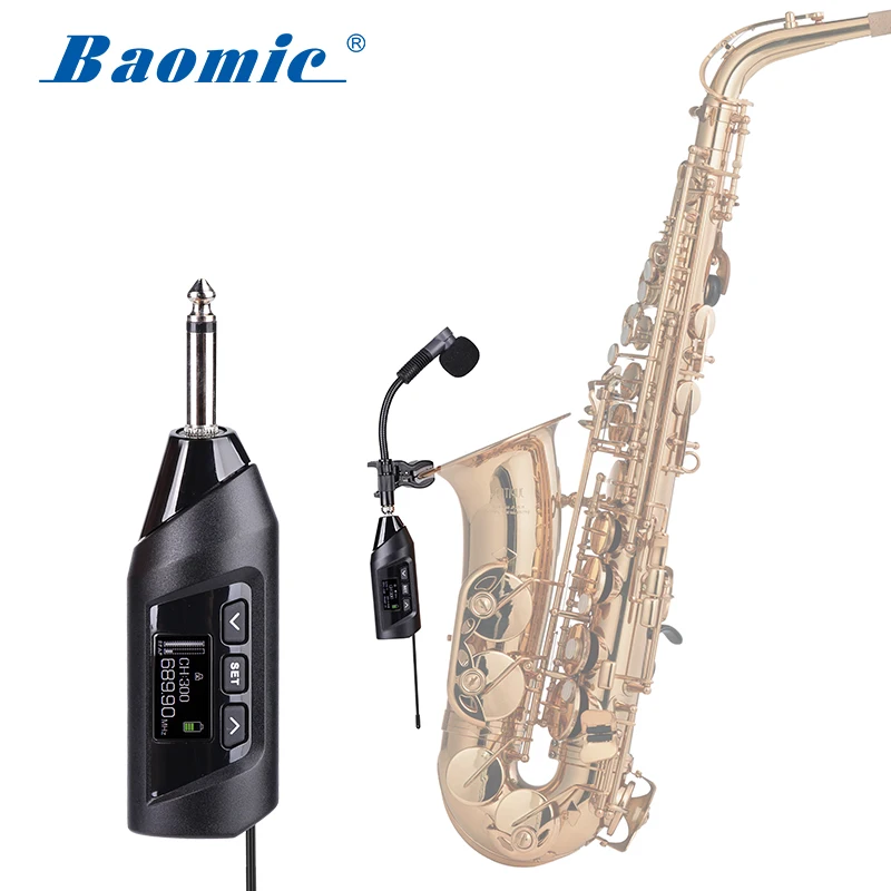 

Baomic Tr-15 Saxophone Wireless Transceiver Rechargeable Uhf Wireless Camera Smart Phone Microphone Transmitter Receiver System