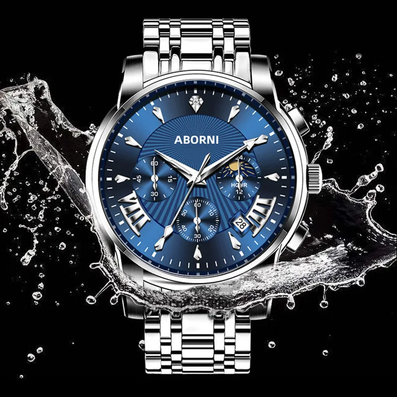 2025 New Top Brand Men's Watch Multi functional Fashion Quartz Watch New Steel Belt Waterproof Quartz Watch