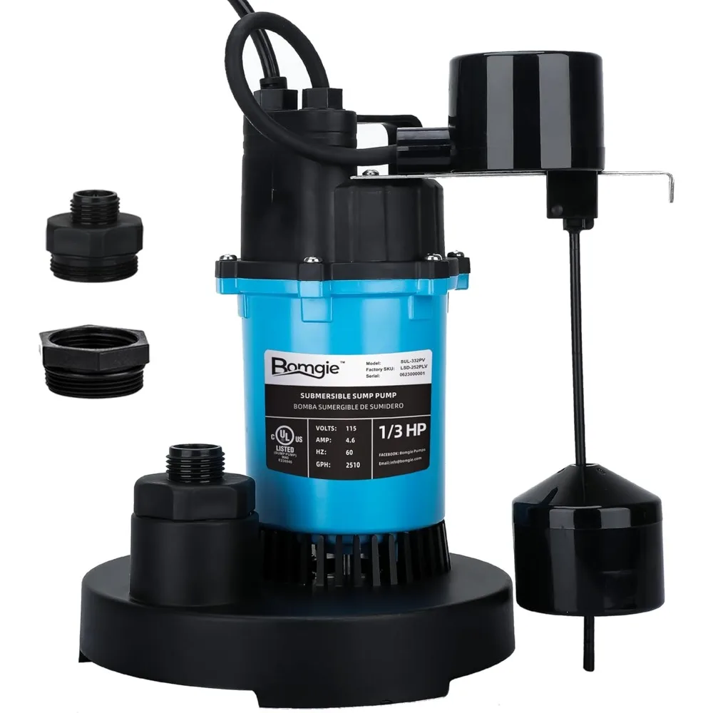 

Sump Pump Submersible 2510GPH, Vertical Float Switch Automatic Utility Pumps for Clean/Dirty Water Pump Thermal Protector