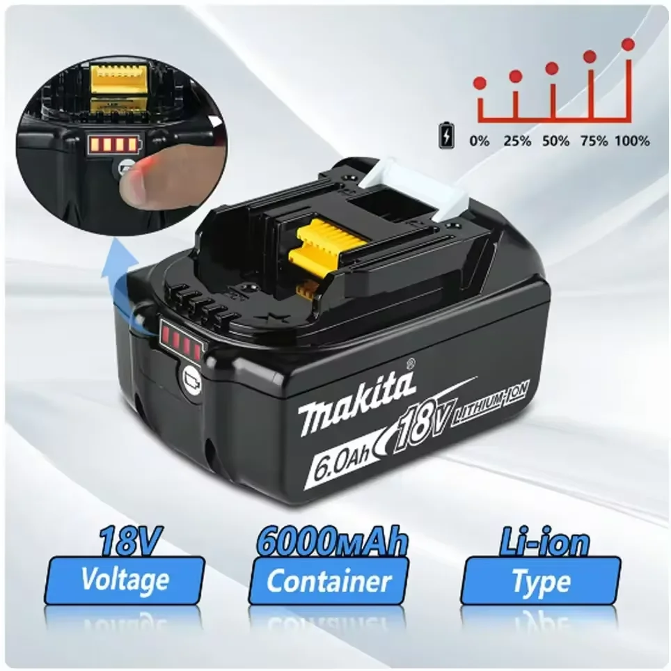 Makita 18V 6Ah Can Rechargeable   Battery 18650  BL1850 BL1860 BL1830 LXT400 Lithium-ion Cell Suitable For Makita Power Tool