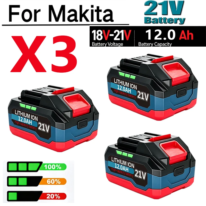 Original 21V Battery Rechargeable Lithium Ion Battery for Makita 18V/21V Cordless Electric Power Tools Replacement Battery