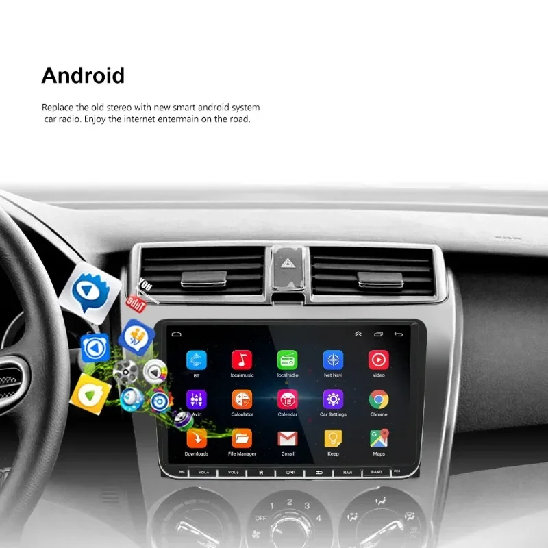 Podofo 9'' 2 Din Android Car Radio Stereo Video Autoradio GPS Wifi BT FM RDS for Volkswagen/VW/Polo/Passat /SEAT/Toledo