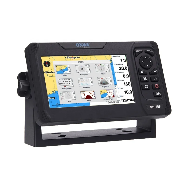 Onwa KP-25F เครื่องแปลงแผนภูมิ GPS ขนาด5นิ้วเหยื่อล่อปลาเครื่องนำทาง GPS