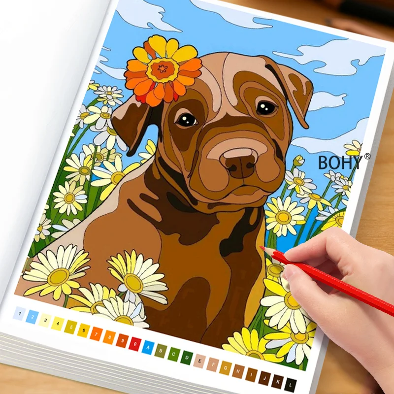 A Digital Coloring Drawing Book with 32 Page Line Drawing Patterns, Adult Decompression Pencil Coloring Brochure Hand Drawing