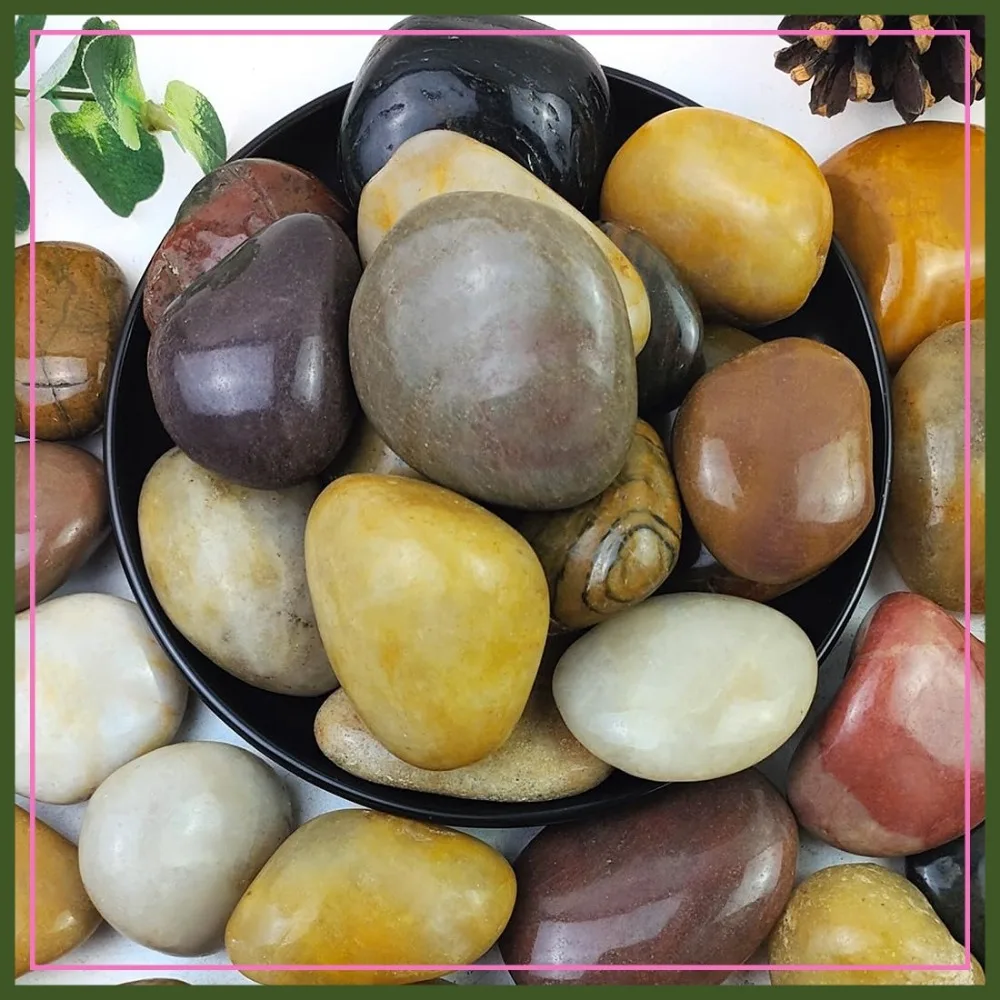 

2-3 Inch Mixed Color Pebbles for Indoor Plants, 5lbs Decorative Stones for Vase Filler, Garden, Aquarium, Landscaping
