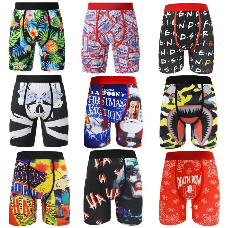 Men Underwear Boxers Fashion Printed Male Panties Lingerie Men Underpants Boxershorts Trunks Plus Size Breathable Men's Boxers