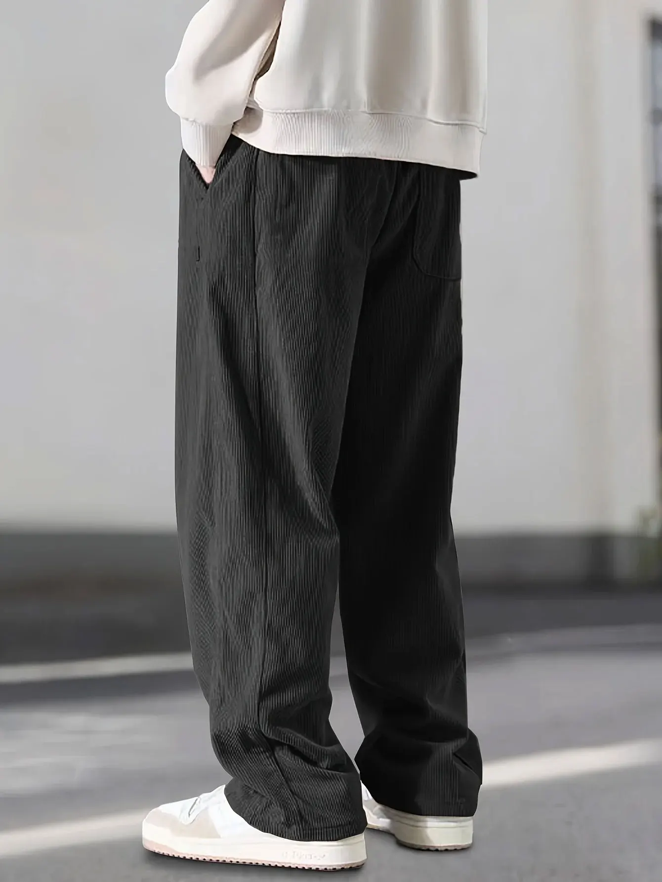 Herren Freizeithosen Cordhosen Loose Fit Baggy Pants Gerade Jogginghosen Frühling Sommer Dünne Kordelzug Outdoor Streetwear – Detail 4