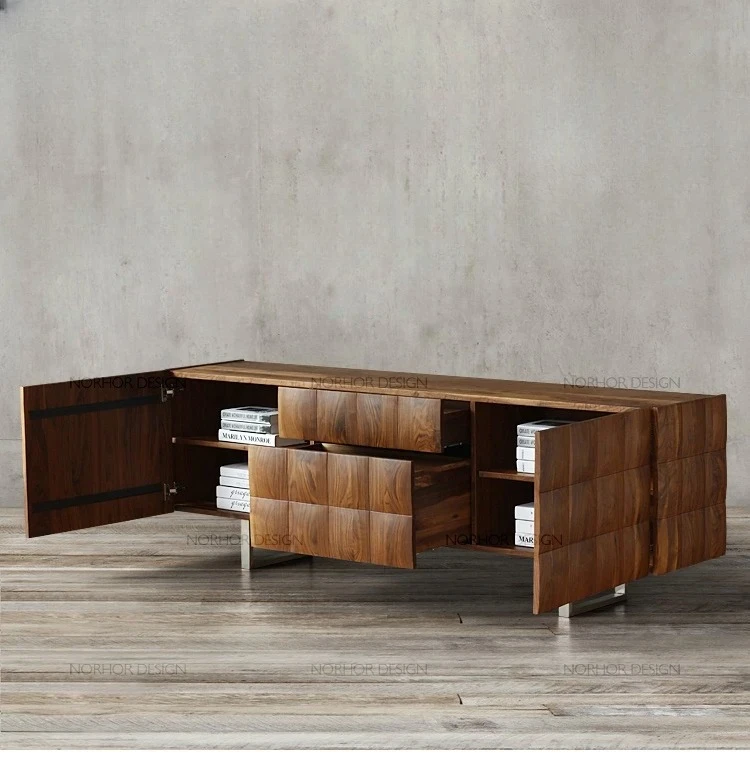 

North America Black Walnut TV Stand Large and Small Apartment Type Locker Light Luxury Bedroom Audiovisual Cabinet