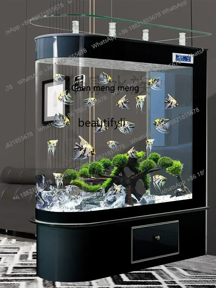 New arrive New Light Luxury Fish Tank Bullet Living Room Small Floor Household Large Subareas Screens Hallway Change Water