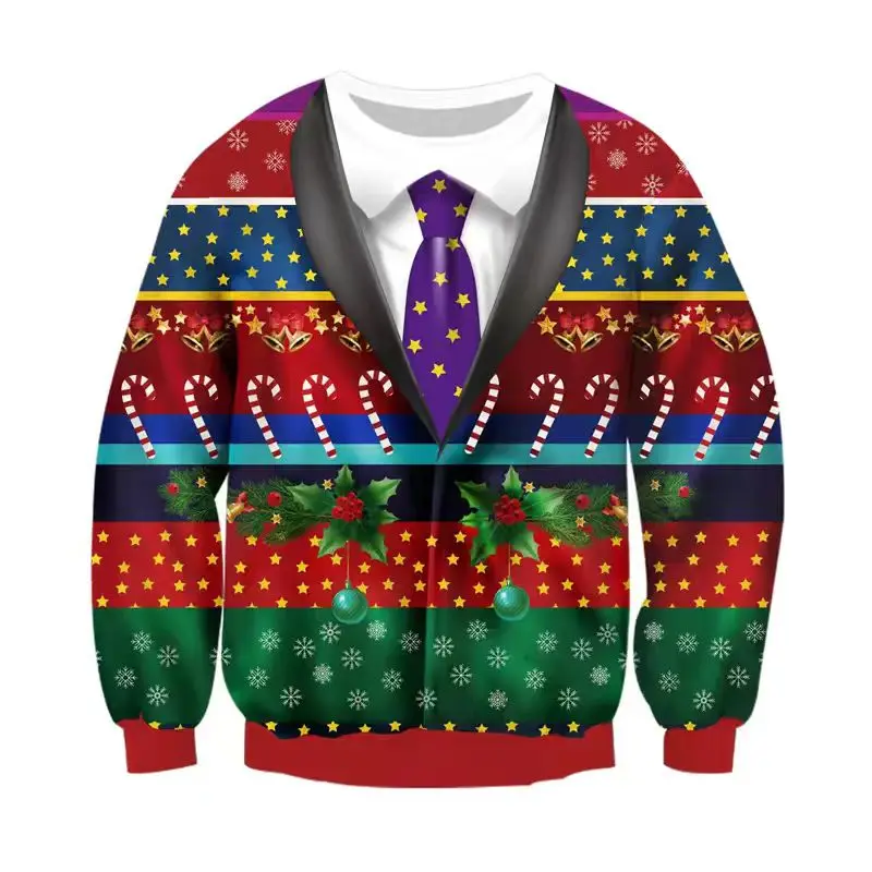 Happy Christmas Warm Santa Claus Ugly Sweater For Men Outdoor Festival Gift O-neck Pullover Ugly Sweaters Women Xmas New Year