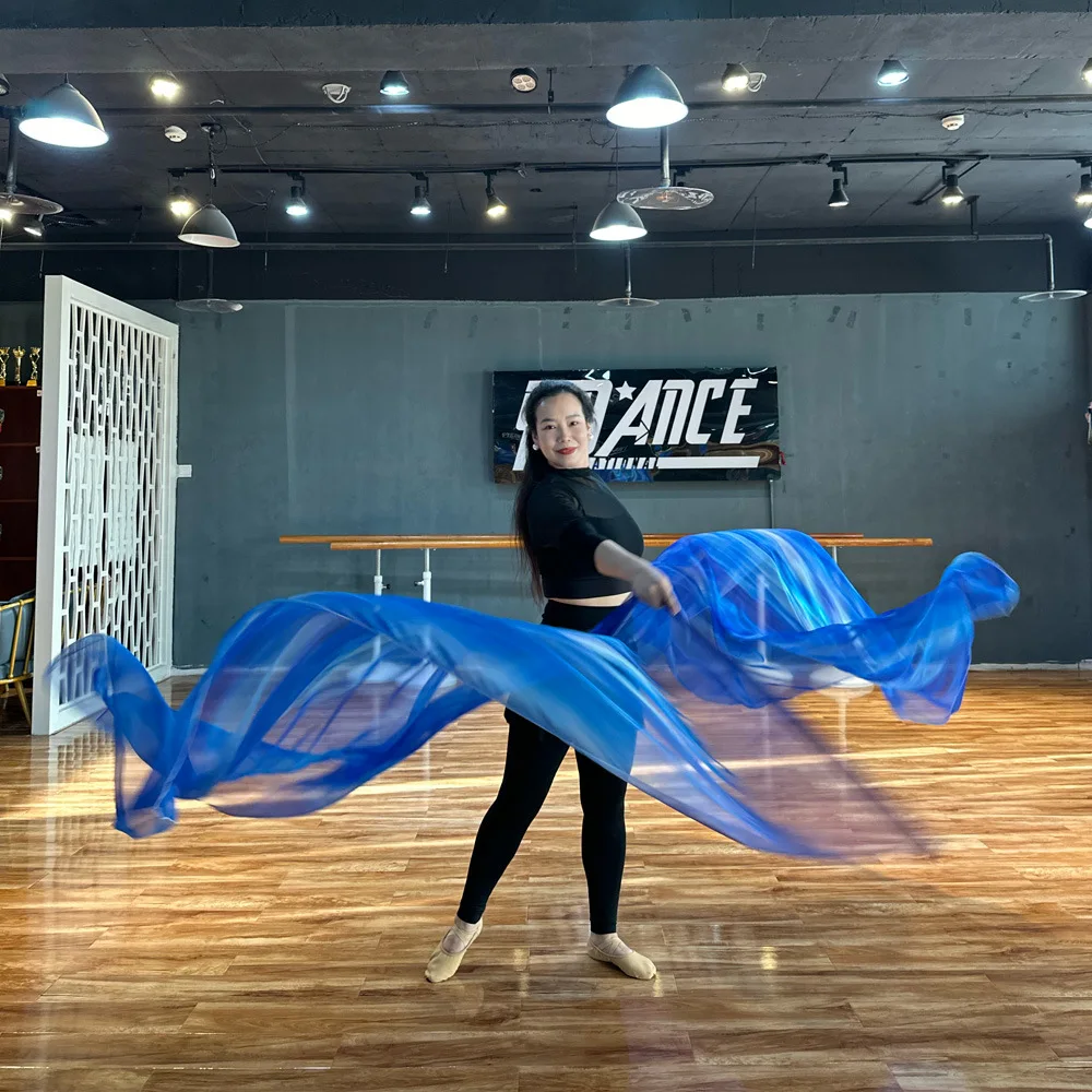 New oriental dance props praise flag chiffon gradual change blue performance back decoration props