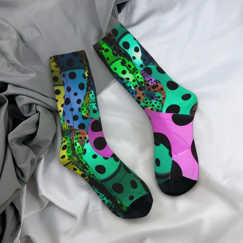 Harajuku Abstract Sports Socks para Homens e Mulheres, Love Is Calling, Yayoi, Kusama, 3D Print, bolinhas, futebol, quente