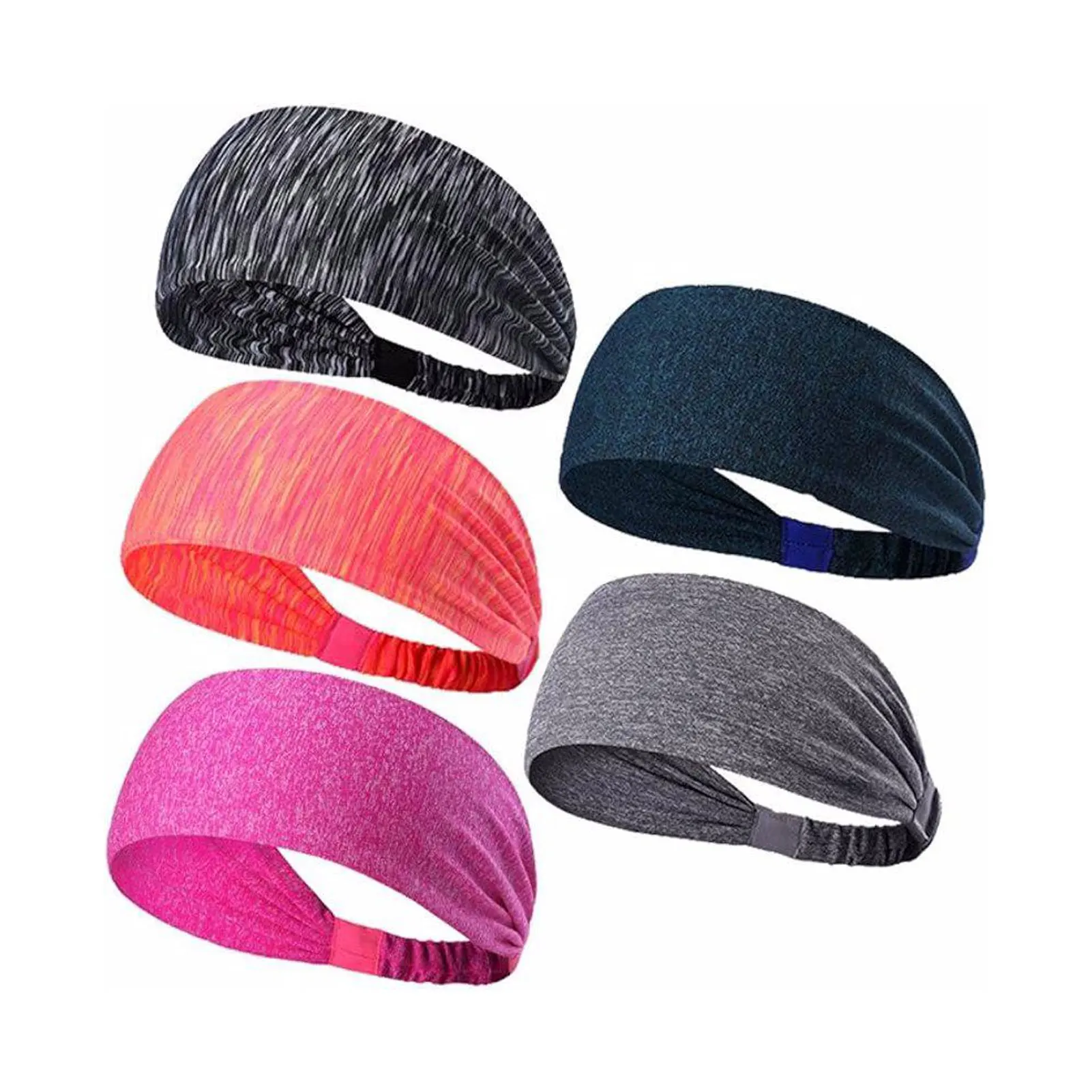 

5pcs Polyester Stretchy Hair Band For Running And Sports Quick Dry And Sweat Absorbing Sweatband AssortedColor