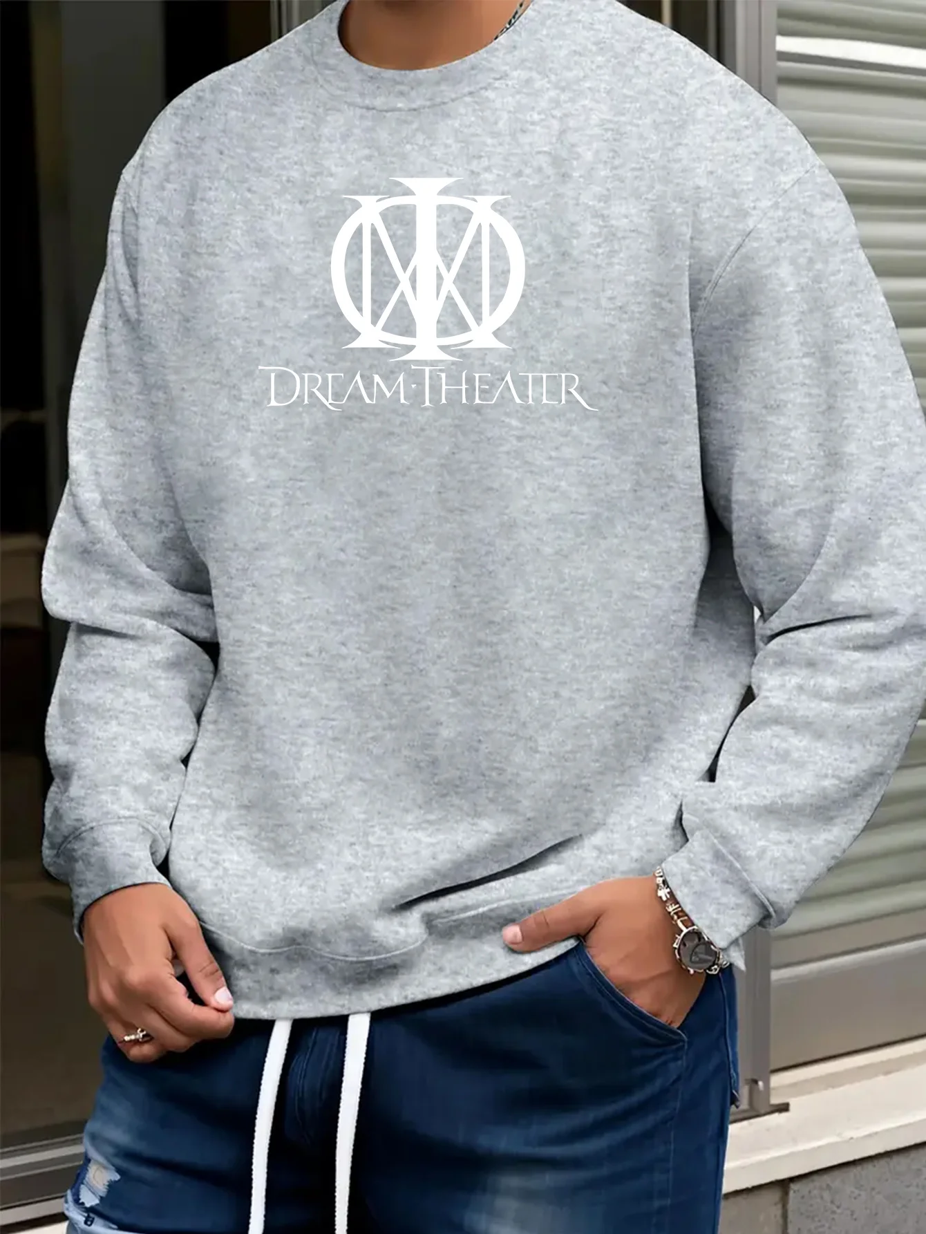 

Men's Brown Graphic Print Oversized Sweatshirt - Dream Theater Lettering & 10 Number Design