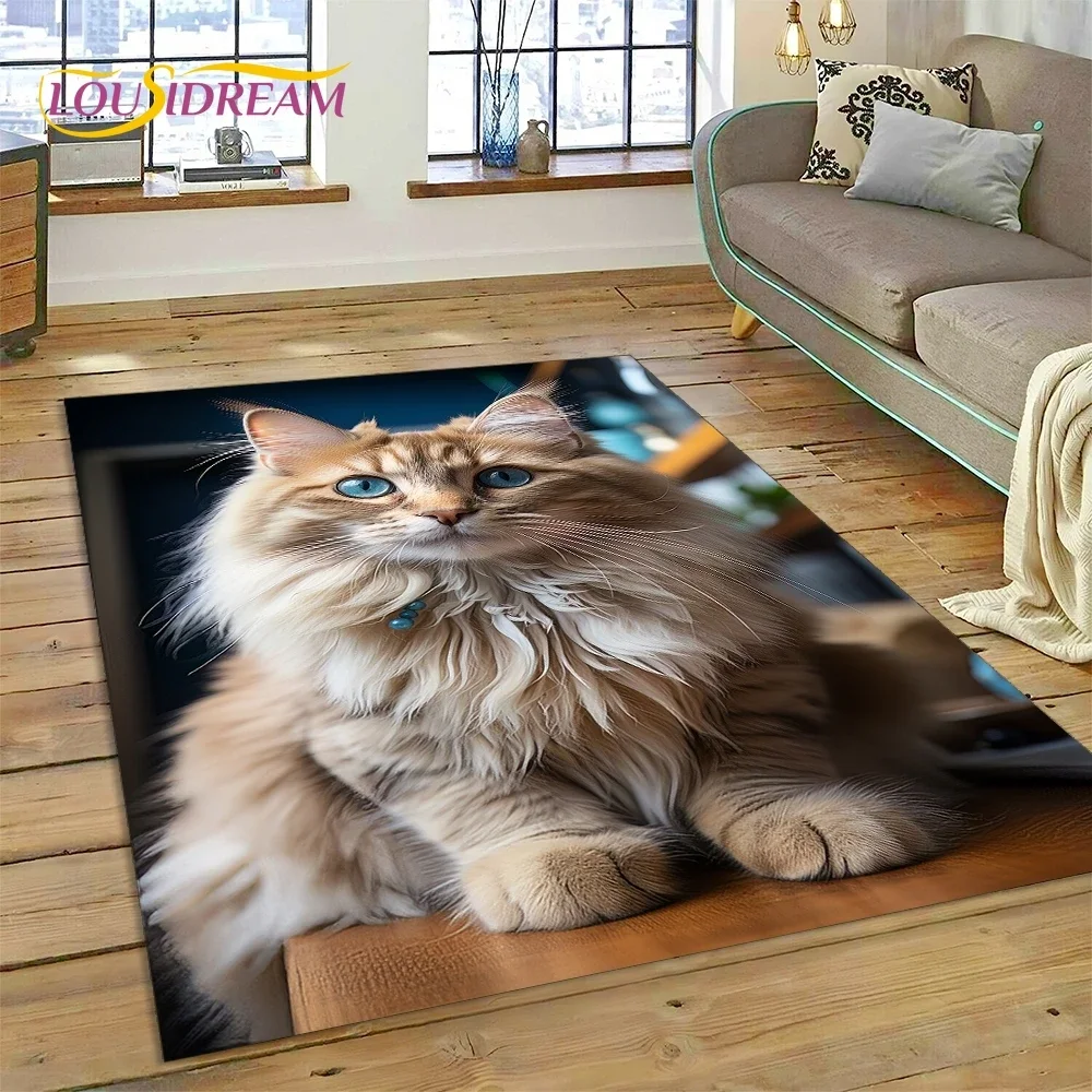 Persian Cat,Cute Calico Cat,Ragdoll Cartoon Carpet Rug for Bedroom Living Room Home Sofa Decoration,Child Large Decor Floor Mat