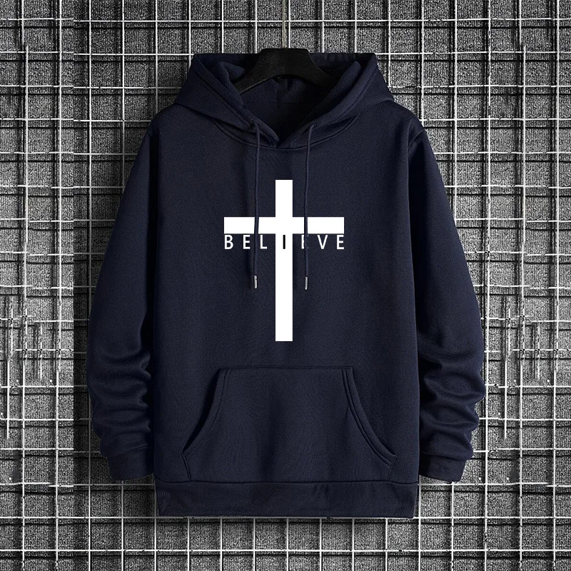 Jesus Kreuz Gedruckt Männer Hoodies Urban Casual Streetwear Fashion Mit Kapuze Sweatshirt Männlich Trendy 2025, Herbst Winter Hoody Oberbekleidung – Detail 5