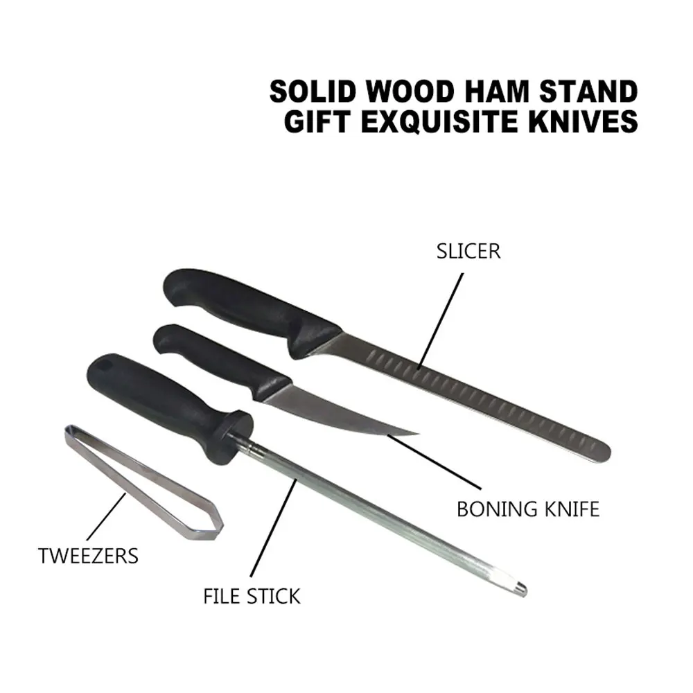 

2025 Ham Holder Wooden Party Exhibition Hotel Spanish Ham Stand Italian Ham Tools Ham Cutter Knife