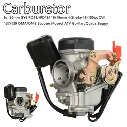 Carburetor For 50mm GY6 PD18J/PD19J 18/19mm 4-Stroke 49-100cc CVK 137/139 QMA/QMB Scooter Moped ATV Go-Kart Quads Buggy
