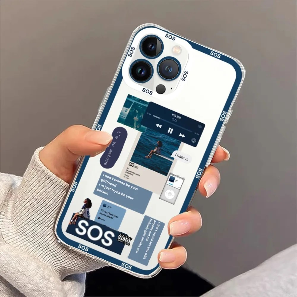 Hot Singer SZA Sos Phone Case For iPhone 11 12 Mini 13 14 15 Pro Max Transparent Shell