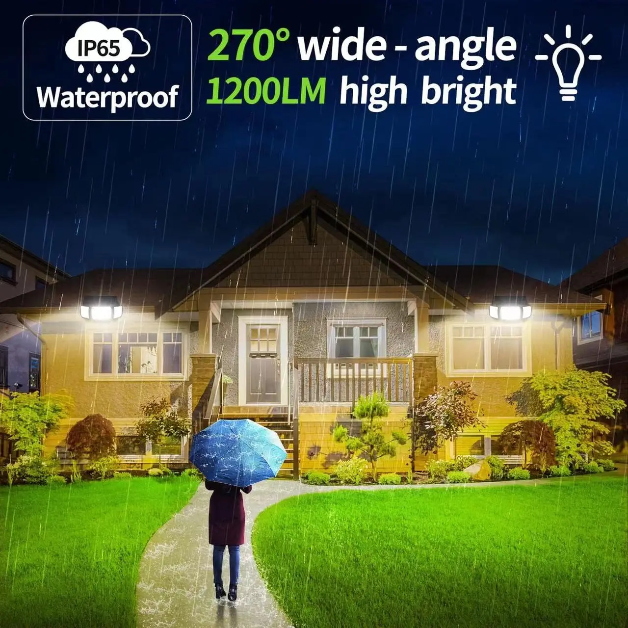 Solar Outdoor Lights,6000mAh Motion Sensor withDual Sensors,Waterproof Solar Flood Lights 270°Wide Angle for Outside with3 Modes