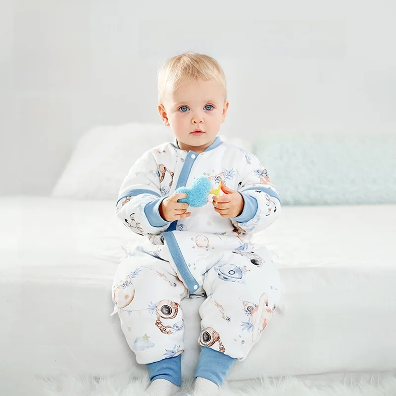 

OUYUN Baby Split-Leg Sleep Sack 100% Cotton 270g Filling Winter Warm Anti-Kick Wearable Blanket 80cm-130cm