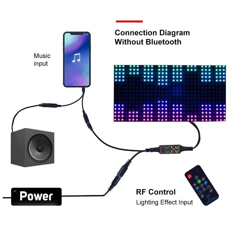 WS2812B WS2811 1903 3 Pin LED Strip/Matrix Panel Bluetooth Music Dream Color CSY07 Controller 13 Keys RF Remote Built-In Mic/AUX