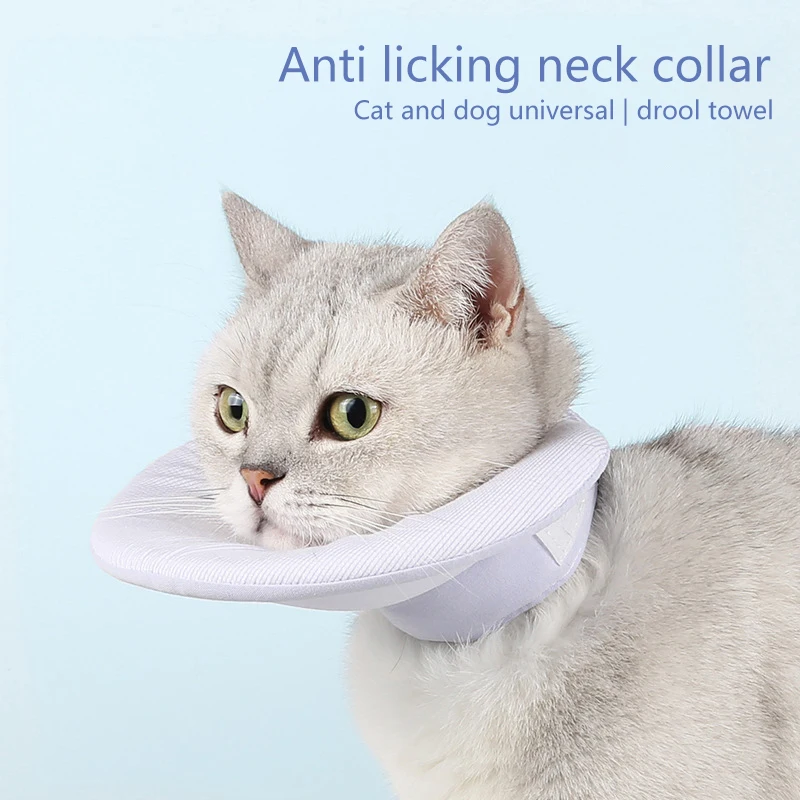 Cat Adjustable Cone Collar Double Sided Fastener Tape Closure Protective Anti-Bite Breathable After Surgery Pet Cat Cone Collar