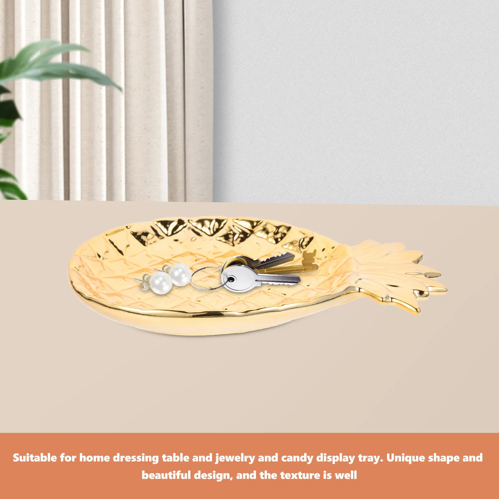 Ceramic Pineapple Design Jewelry Dish Tray Ring Holder Earring Organizer Candy Display Desktop Adorn Wedding Birthday Present