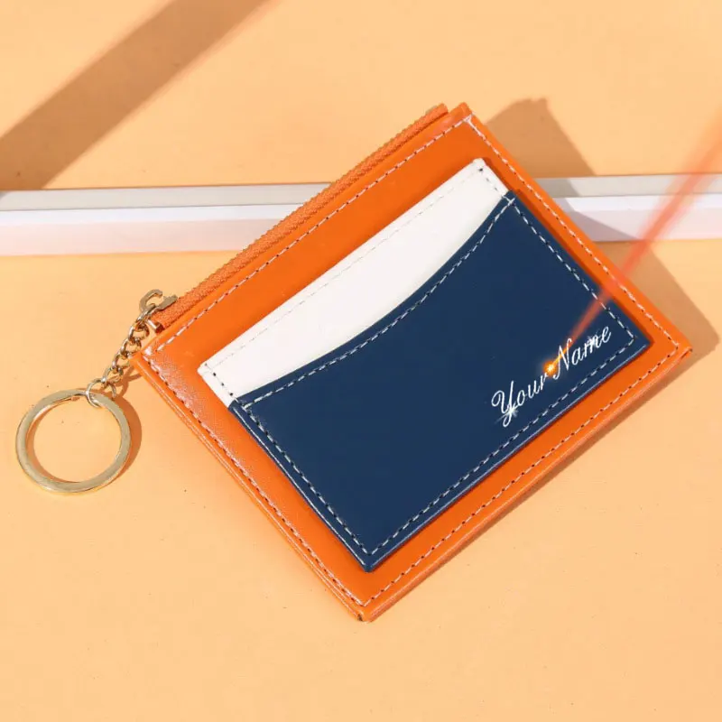 

New Mini Short Women Card Wallets Free Name Engraving Card Holder Female Purse Simple Zipper Coin Pocket Small Women's Wallet