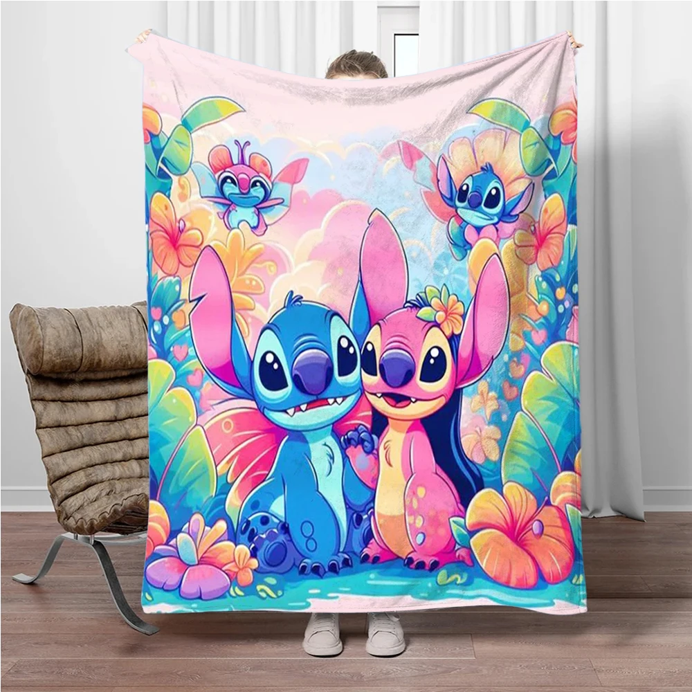 

Disney Stitch HD Printed Flannel Thin Blanket.Four Seasons Blanket. for Sofa, Beds, Living room,Travel Picnic Blanket Gifts