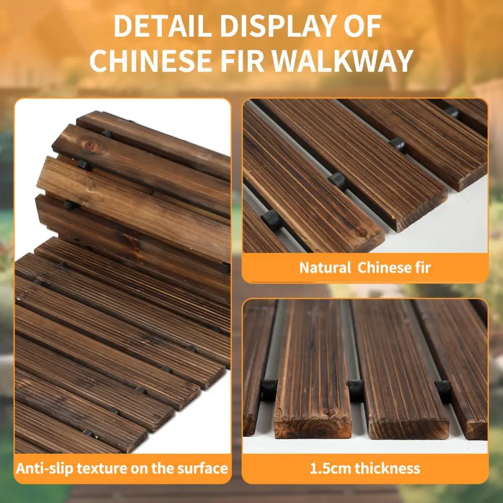 8/12FT x 43cm Garden Pathway Wooden  Outdoor Roll Out Walkway Pathway Wooden Garden Bridge Walking Passage