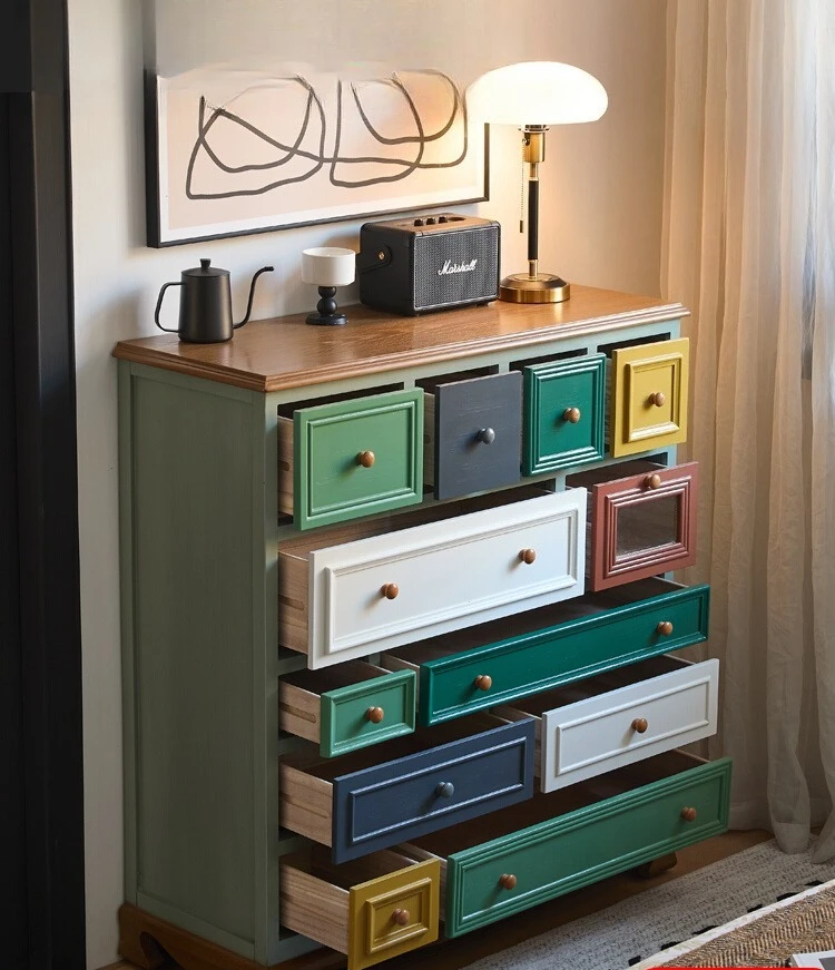 

Комод из массива дерева для спальни, простой комод для гостиной, ретро-комод для хранения вещей