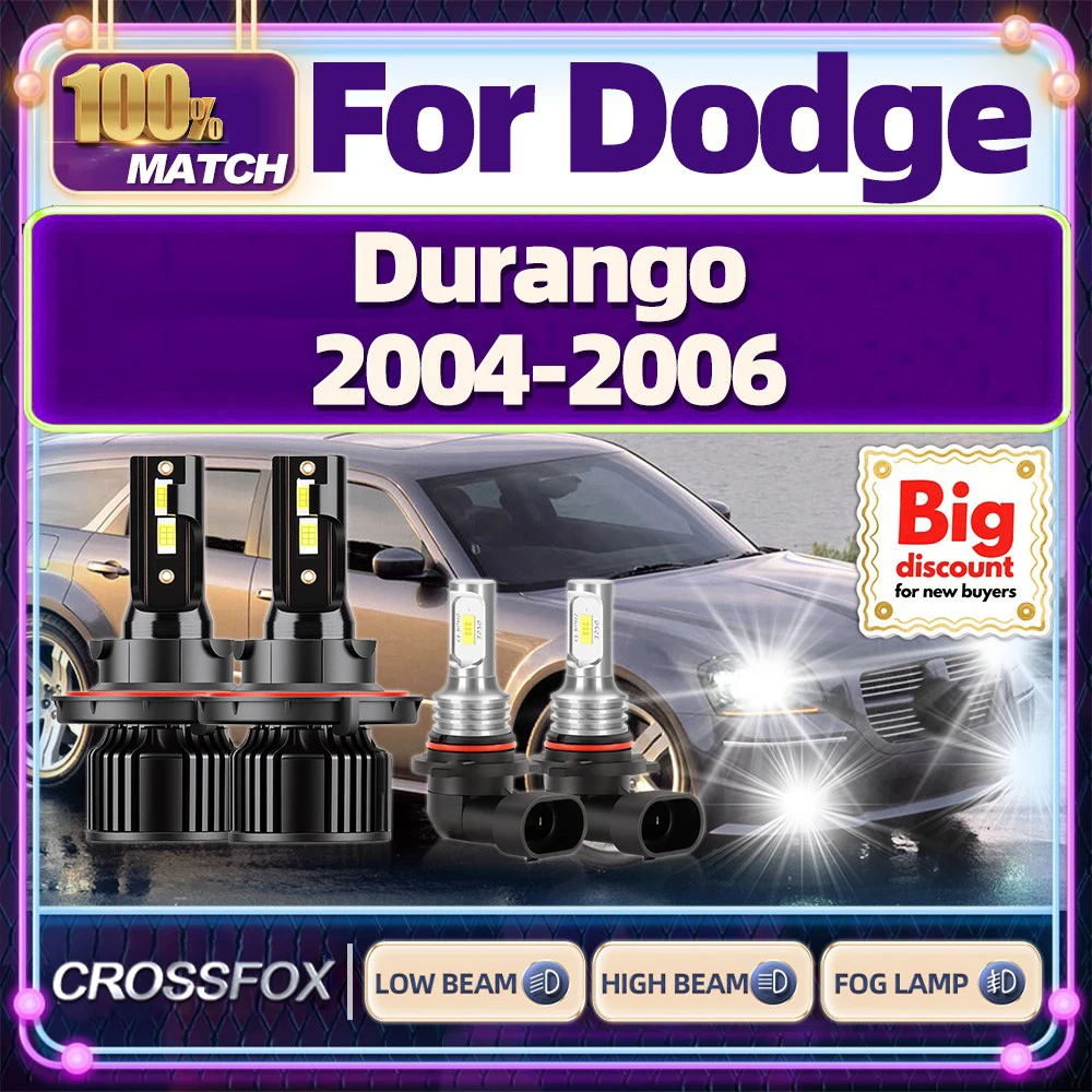 

CROSSFOX【For Dodge Durango 2004-2006】Ultra Bright Canbus Car LED Headlight Bulbs Turbo High Low Beam Headlamp Ampoule Fog Lamp