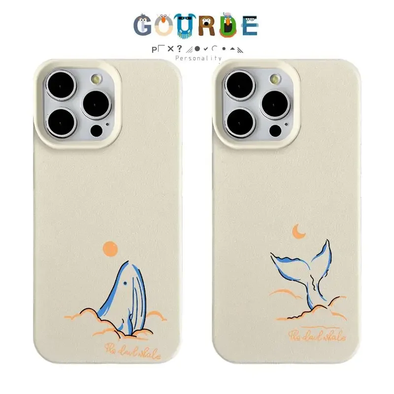 

Gourde Funny Simple Whale Lovers Couple Phone Case For iPhone 16 14 15 13 11 12 Pro Max XR XS max 7 8 Plus Cover Fundas Shell