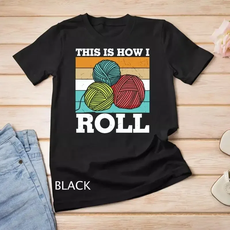 Funny Knitting T Shirt Crochet Yarn Vintage Plus Size