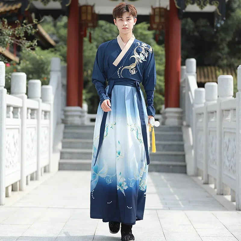 Original Ancient Hanfu Dress Man Traditional Swordsman Cospaly Costume Folk Dance Wear Tage Stang Suit Performance Clothing