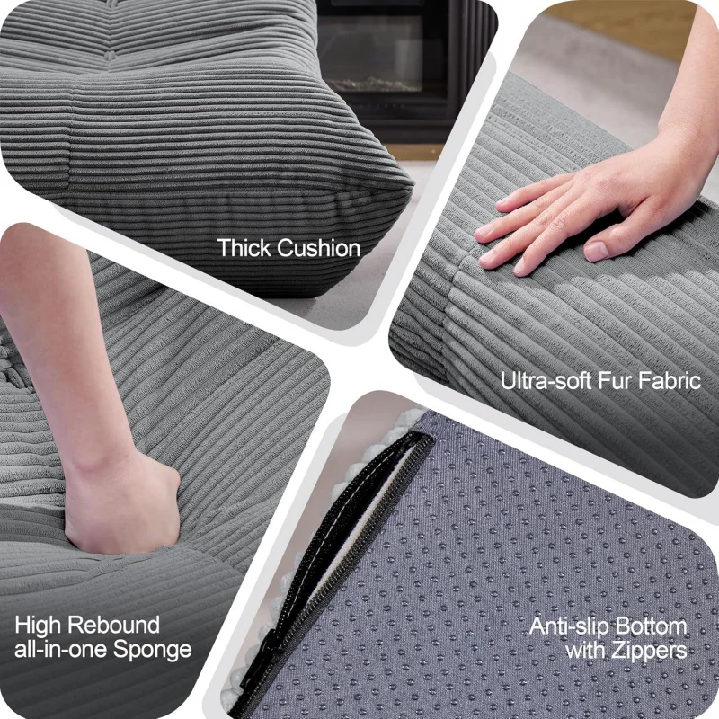 (UUX) كراسي للبالغين كرسي بين باج من إسفنج الذاكرة العملاق أريكة كيس فول كبيرة مع حشو من الفرو الصناعي Firesid UQ