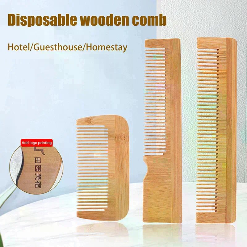 Anti-Static Long Handle Bamboo Wooden Hair Comb Hotels Disposable Comb Hairdressing Styling Tools Barber Hair Brush Accessories