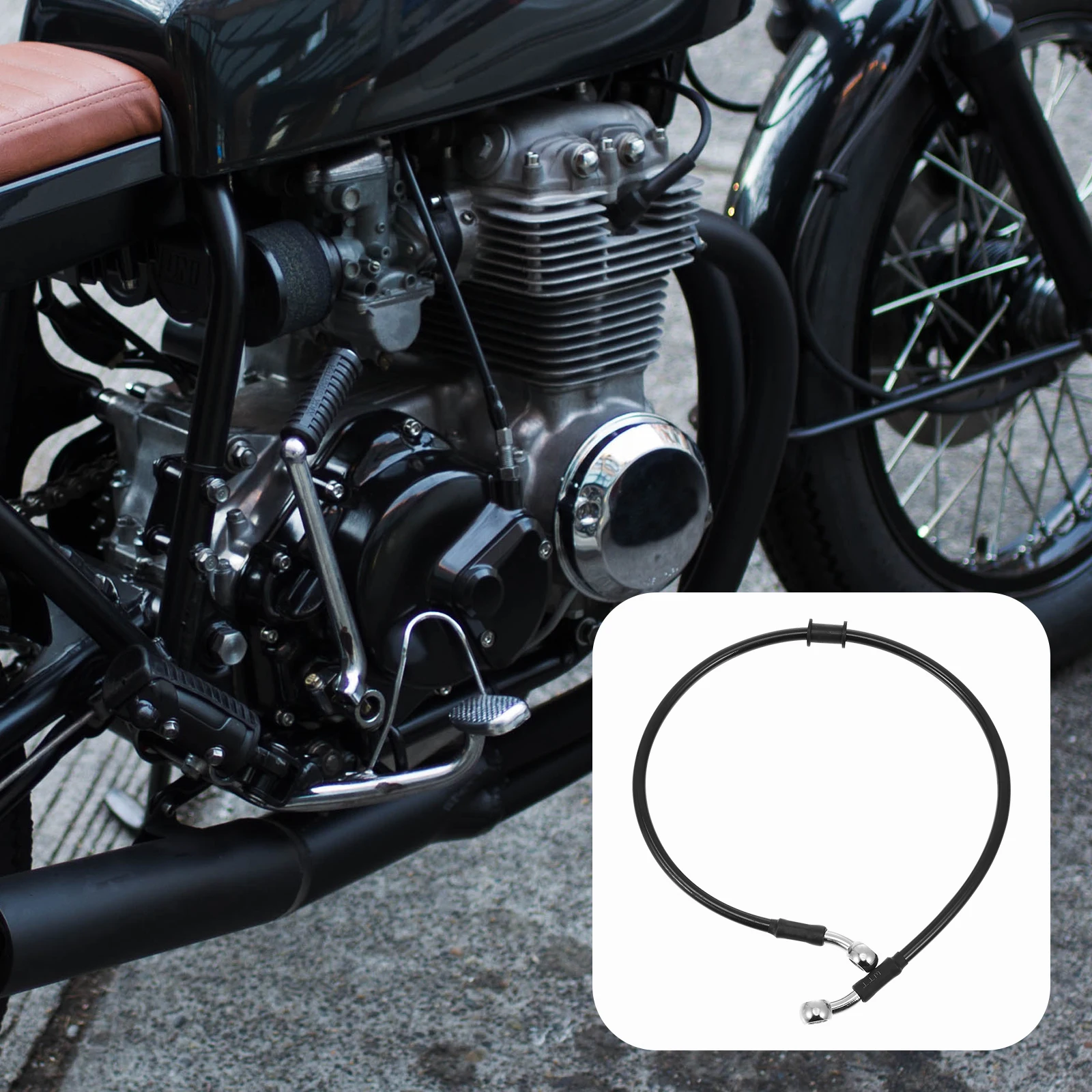 

Motorcycle Hose Durable Black Hydraulic Brake Line Strong Tensile Oil Hose For Bike Brake System Wire Fitting