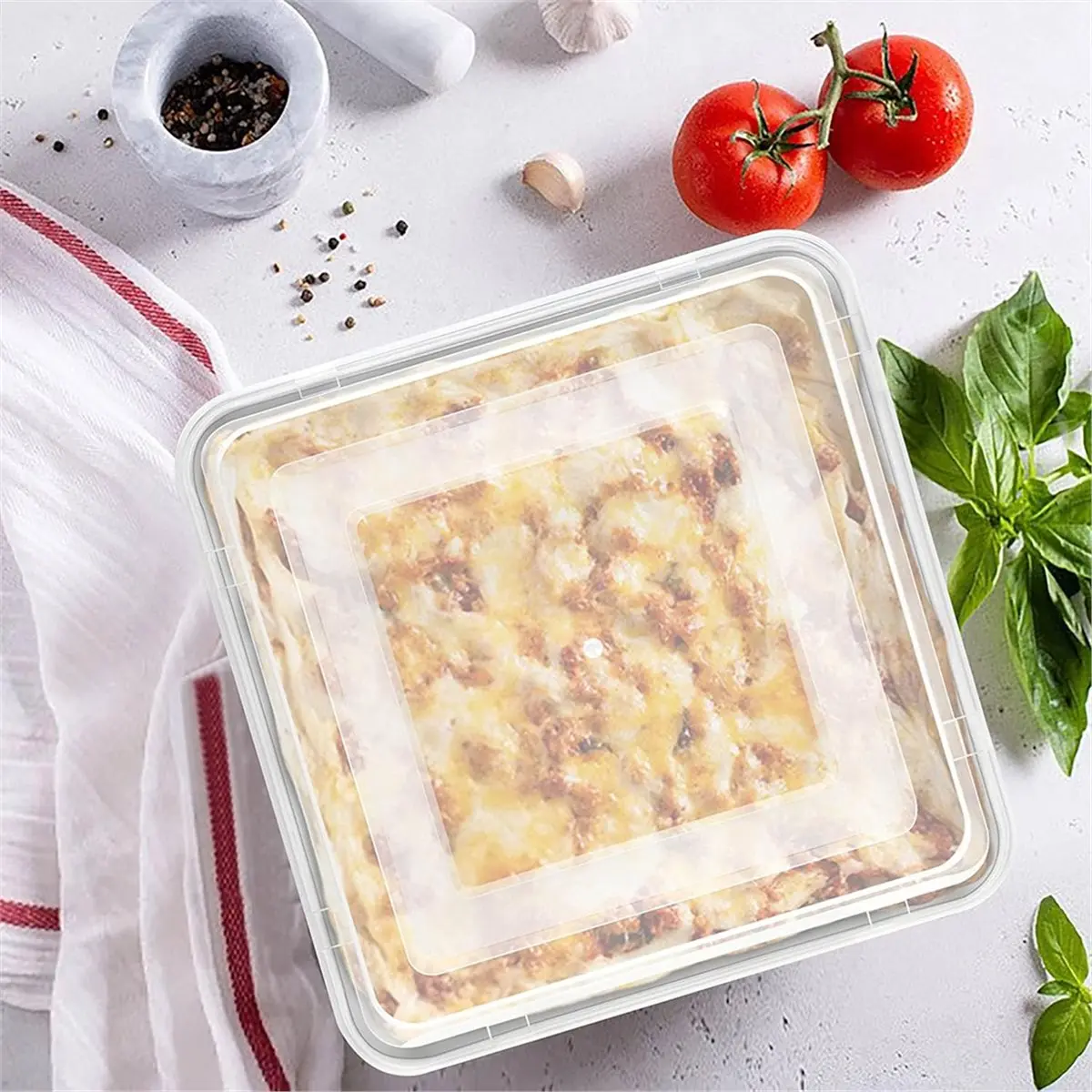 

8.3"X 8.3" Stainless Steel Square Cake Pan Set with Airtight Lids, Perfect for Baking and Storage